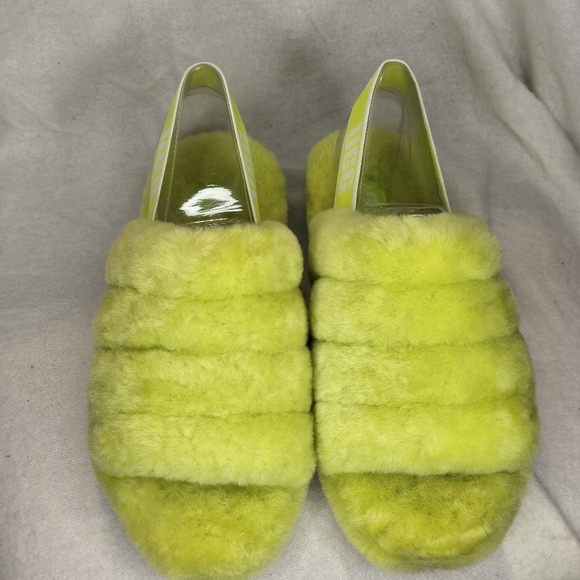 UGG Fluff Yeah Slides Parakeet Green Sandals Womens 6 BNWB - Picture 4 of 7